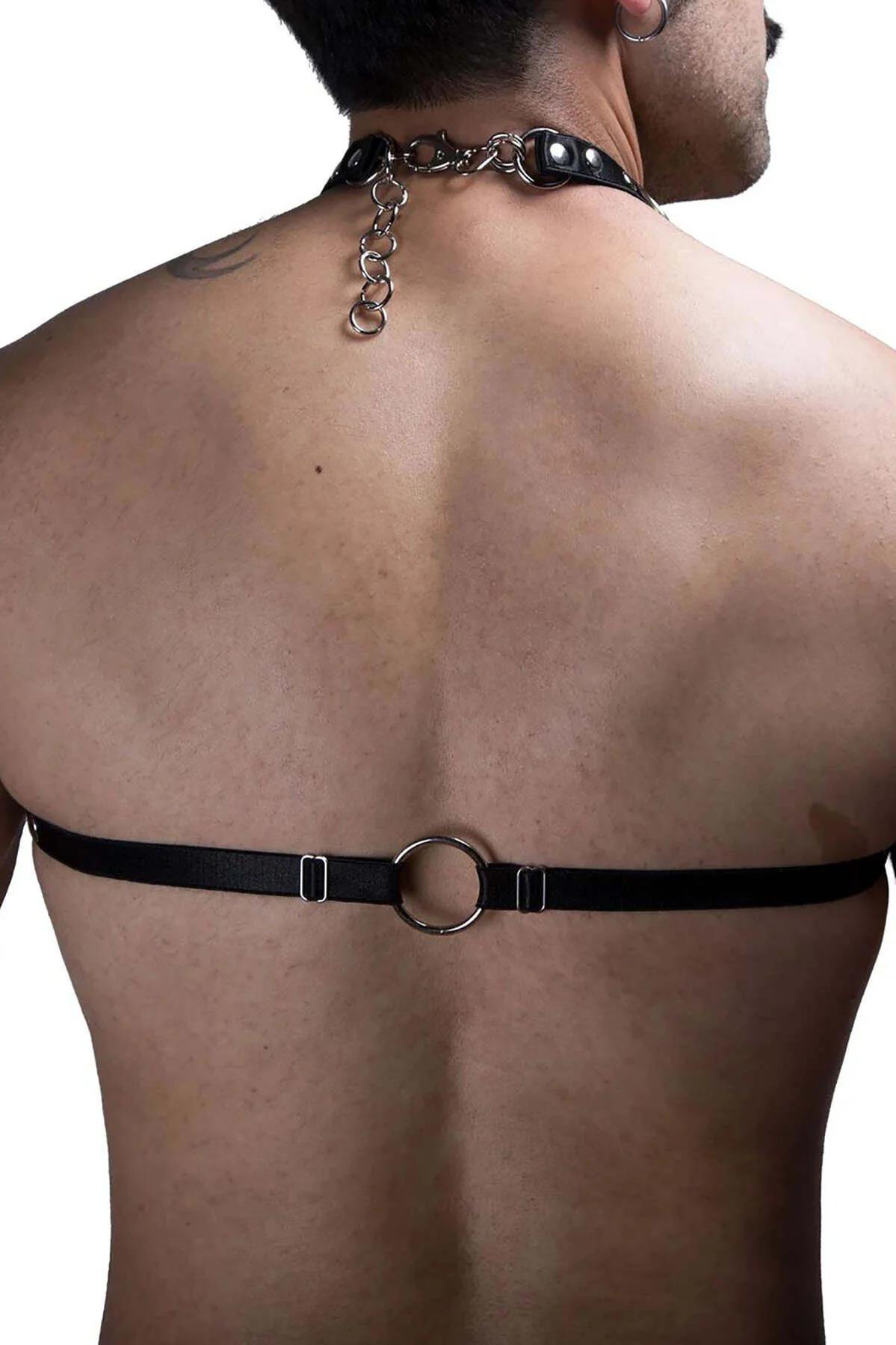 Men's Chest Harness Leather & Chain Body Accessory