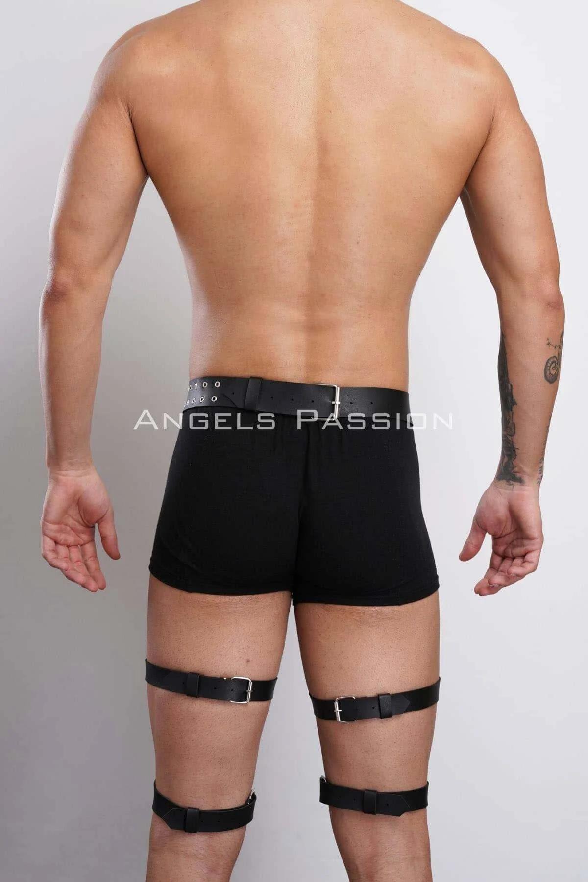 Men's Leather Leg Harness with Adjustable Stud Garter Straps