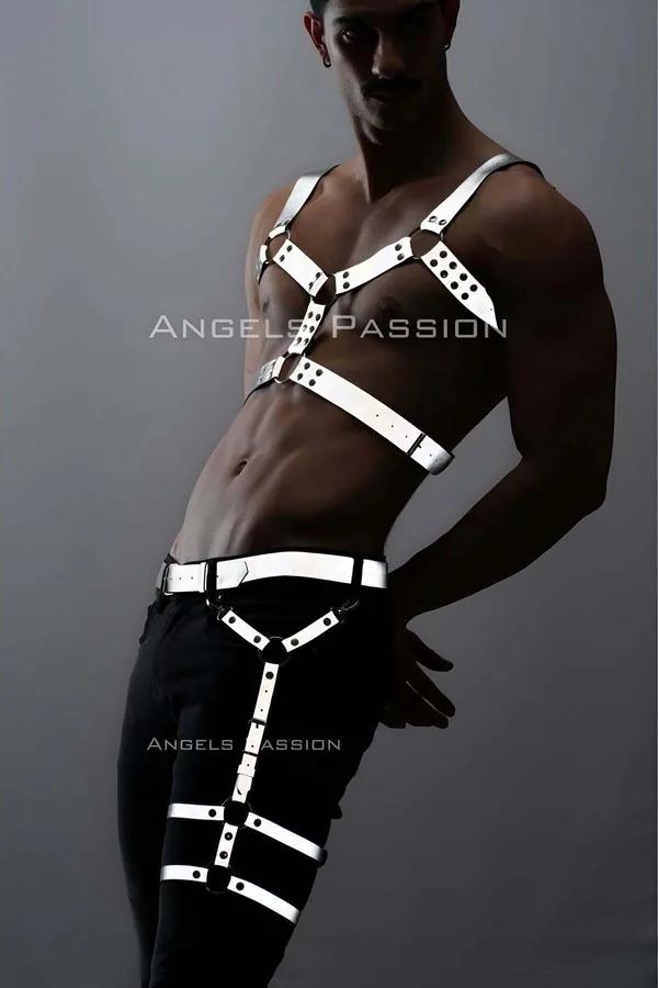 Reflective Men's Harness Set - Adjustable Chest & Leg Style