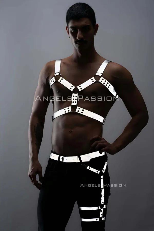Reflective Men's Harness Set - Adjustable Chest & Leg Style
