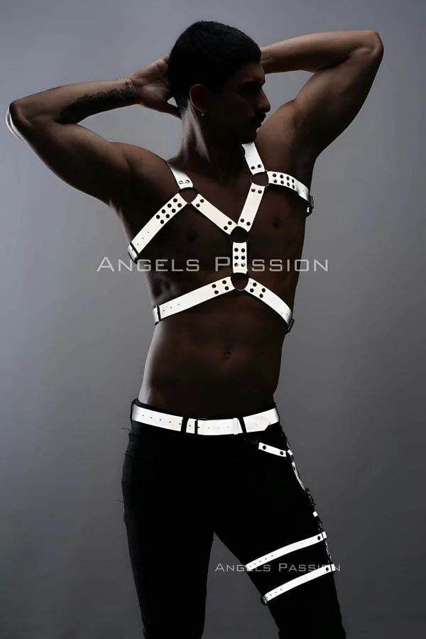 Reflective Men's Harness Set - Adjustable Chest & Leg Style