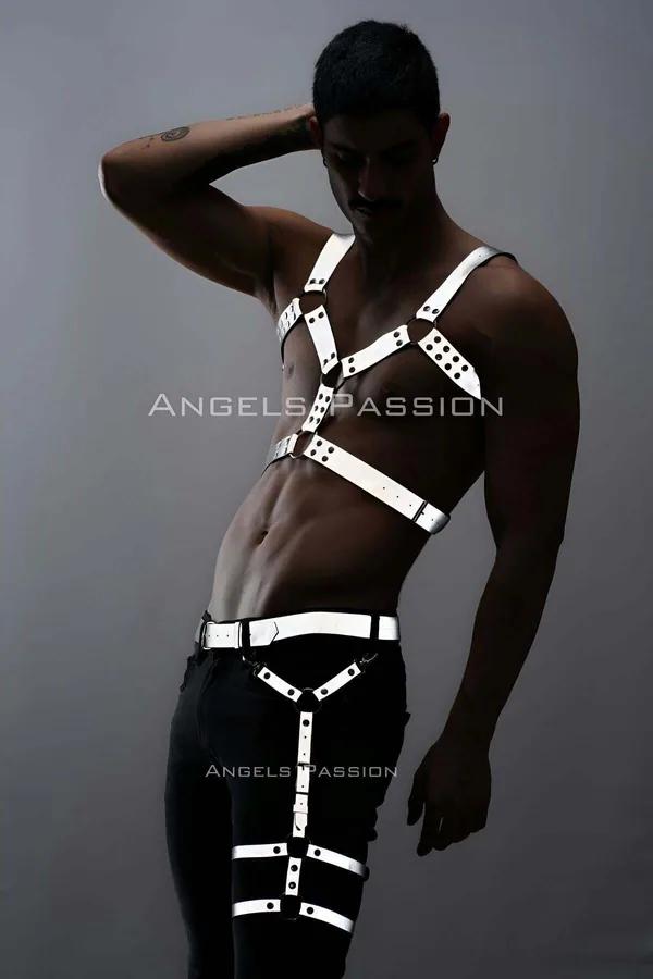 Reflective Men's Harness Set - Adjustable Chest & Leg Style