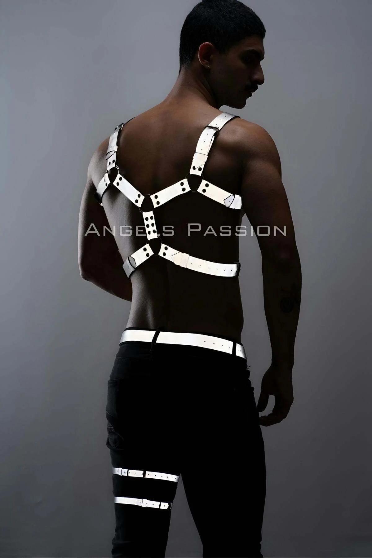Reflective Men's Harness Set - Adjustable Chest & Leg Style