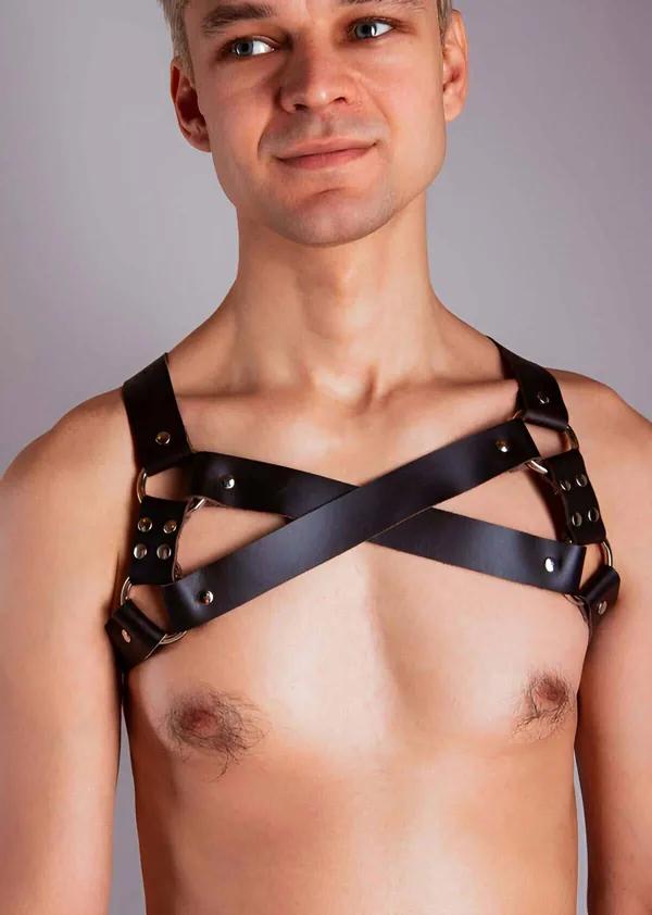 Men's Harness Black Faux Leather Chest Body Accessory