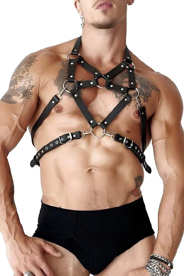 Men's Leather Chest Harness Adjustable for Style & Events