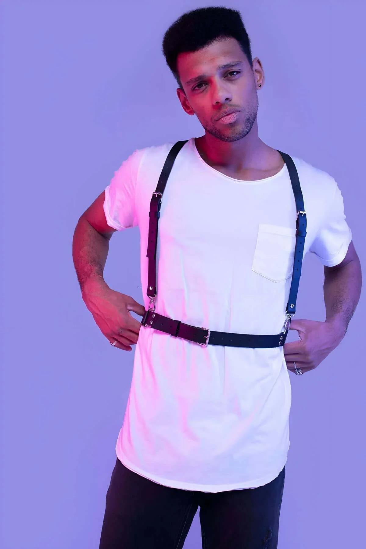 Men's Chest Harness Adjustable Faux Leather Accessory