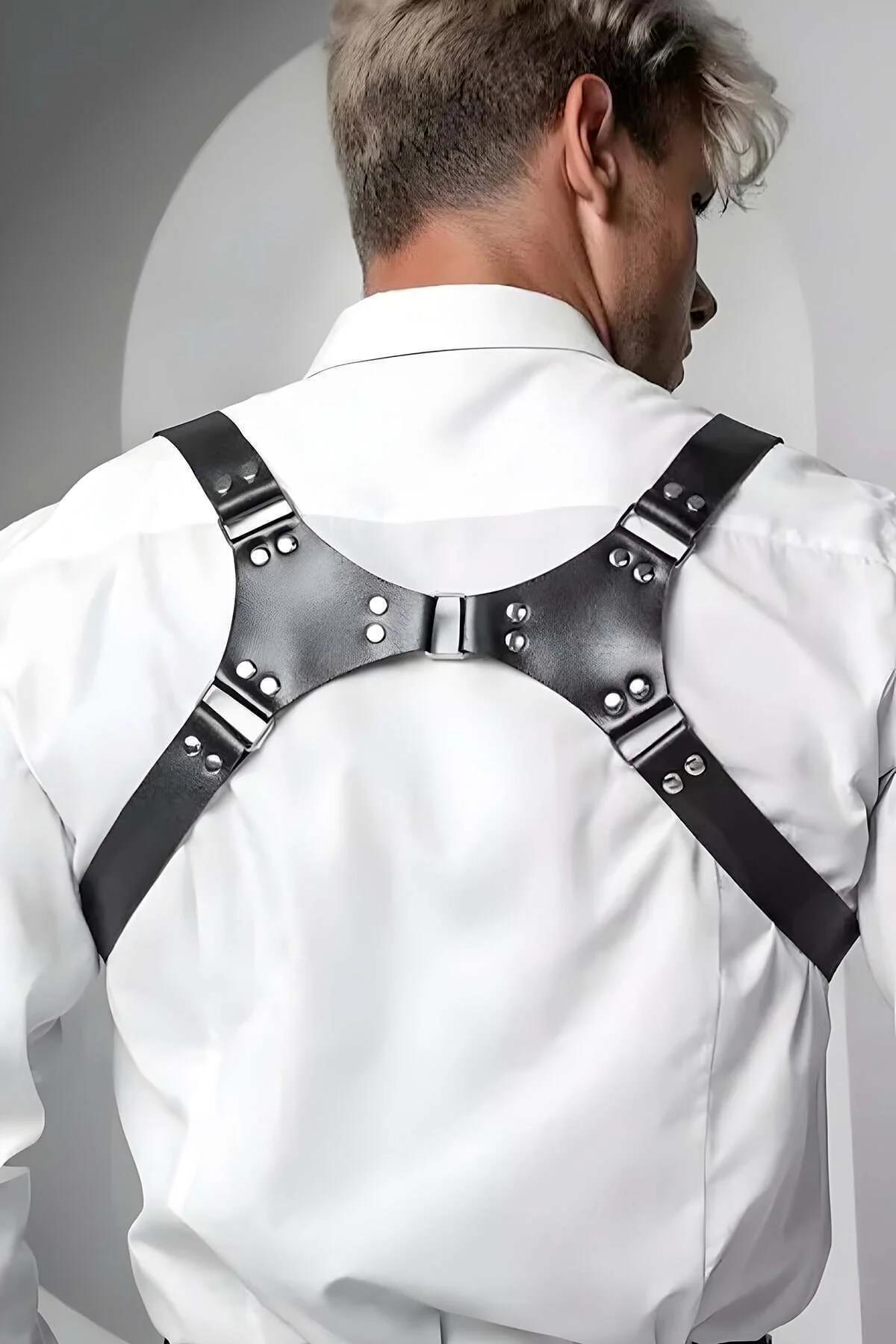 Men's Leather Chest Harness – Adjustable Straps for Style
