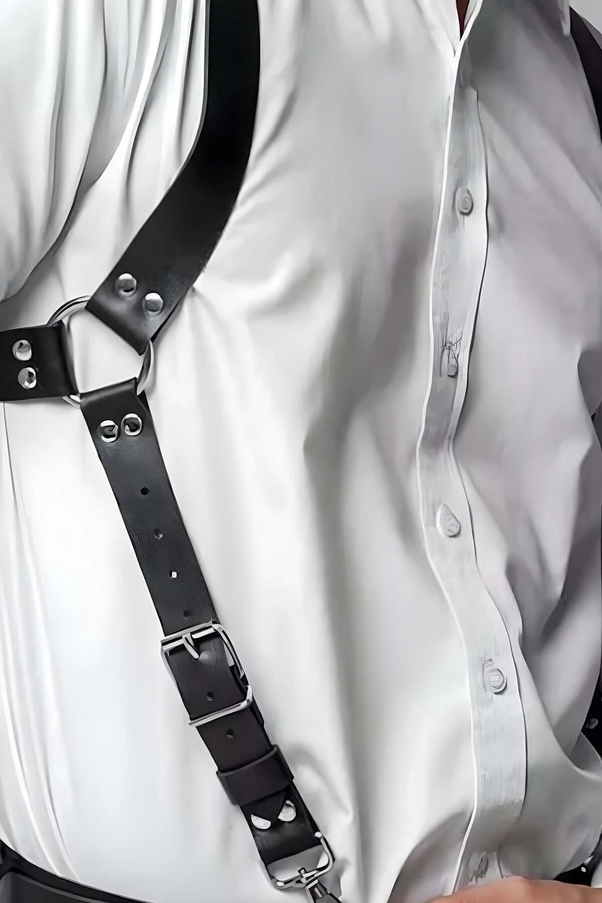 Men's Leather Chest Harness – Adjustable Straps for Style