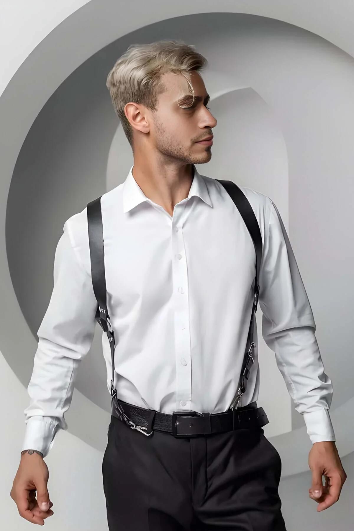 Men's Leather Chest Harness – Adjustable Straps for Style