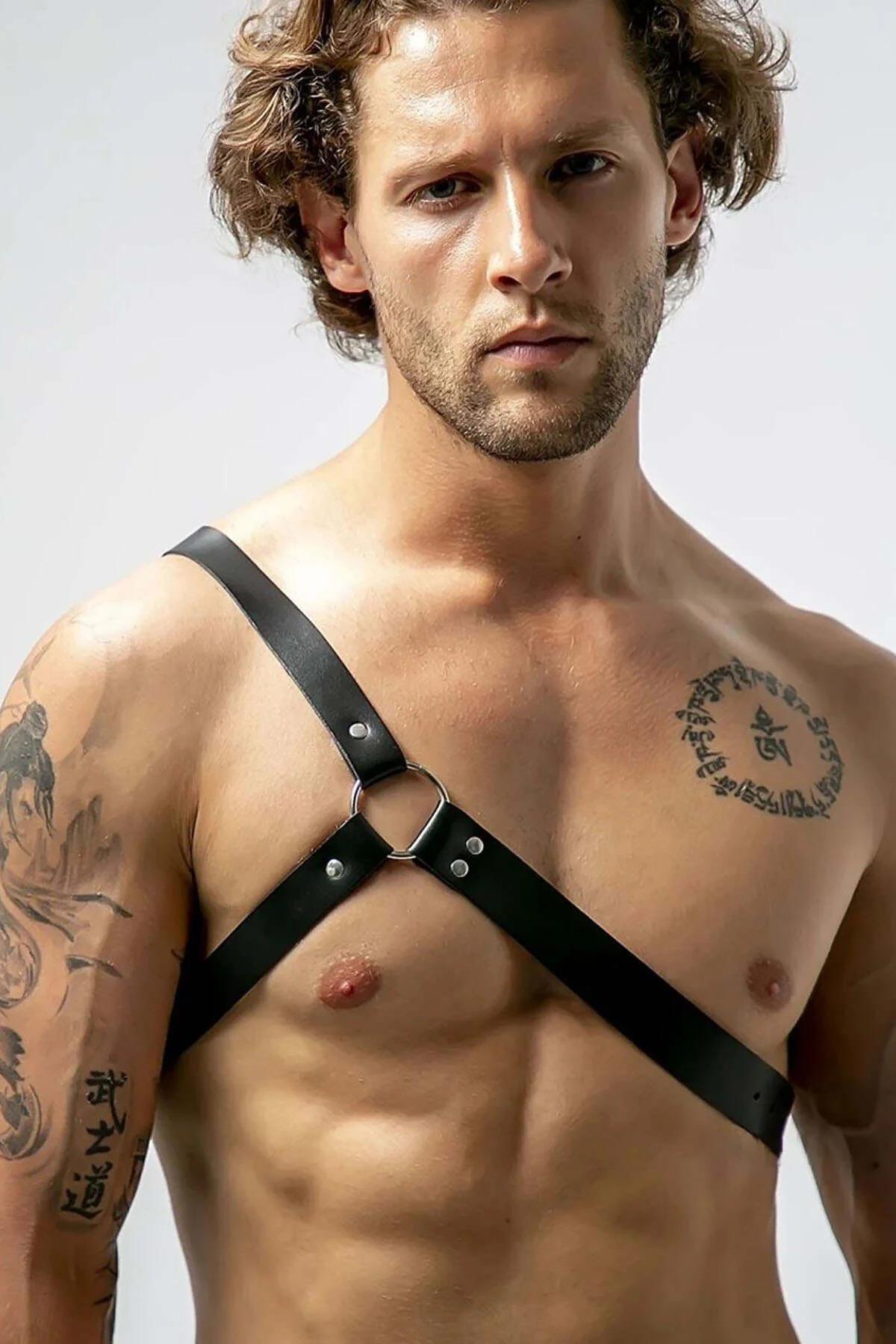 Men's Leather Harness | Adjustable One Shoulder Body Chest