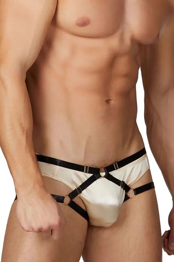 Strappy Harness Brief with O-Ring Accents