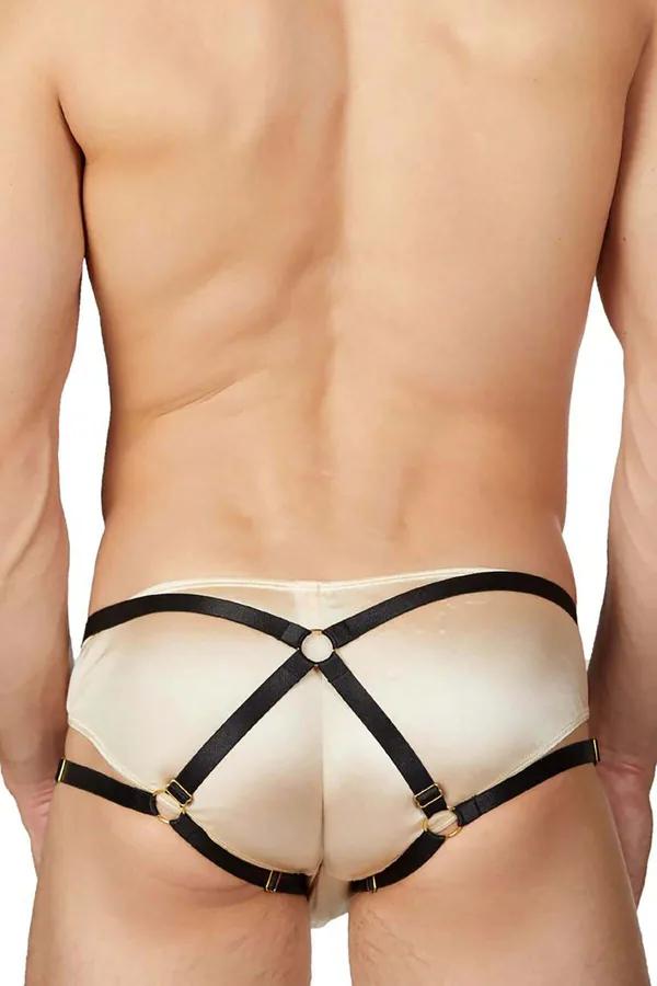 Strappy Harness Brief with O-Ring Accents