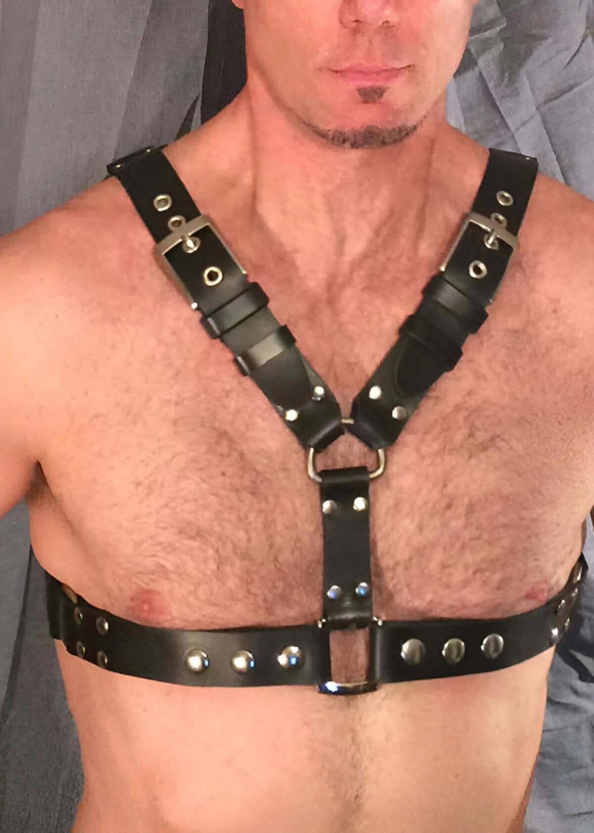 Men's Leather Chest Harness - Adjustable Faux Leather Style