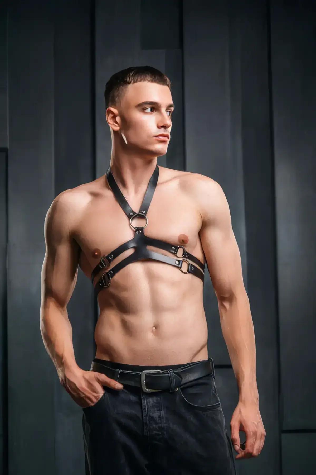 Men's Leather Harness Adjustable Chest Body Strap