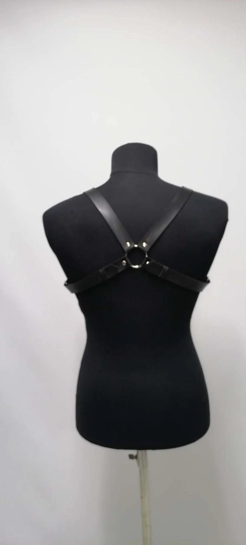 Men's Leather Chest Harness - Adjustable Black Body Strap
