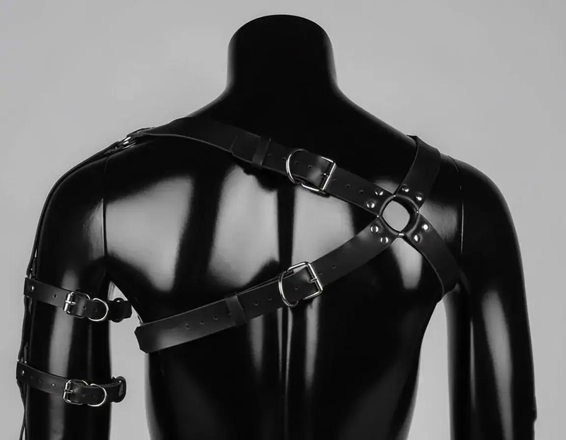 Asymmetric Vegan Leather Chest & Arm Harness