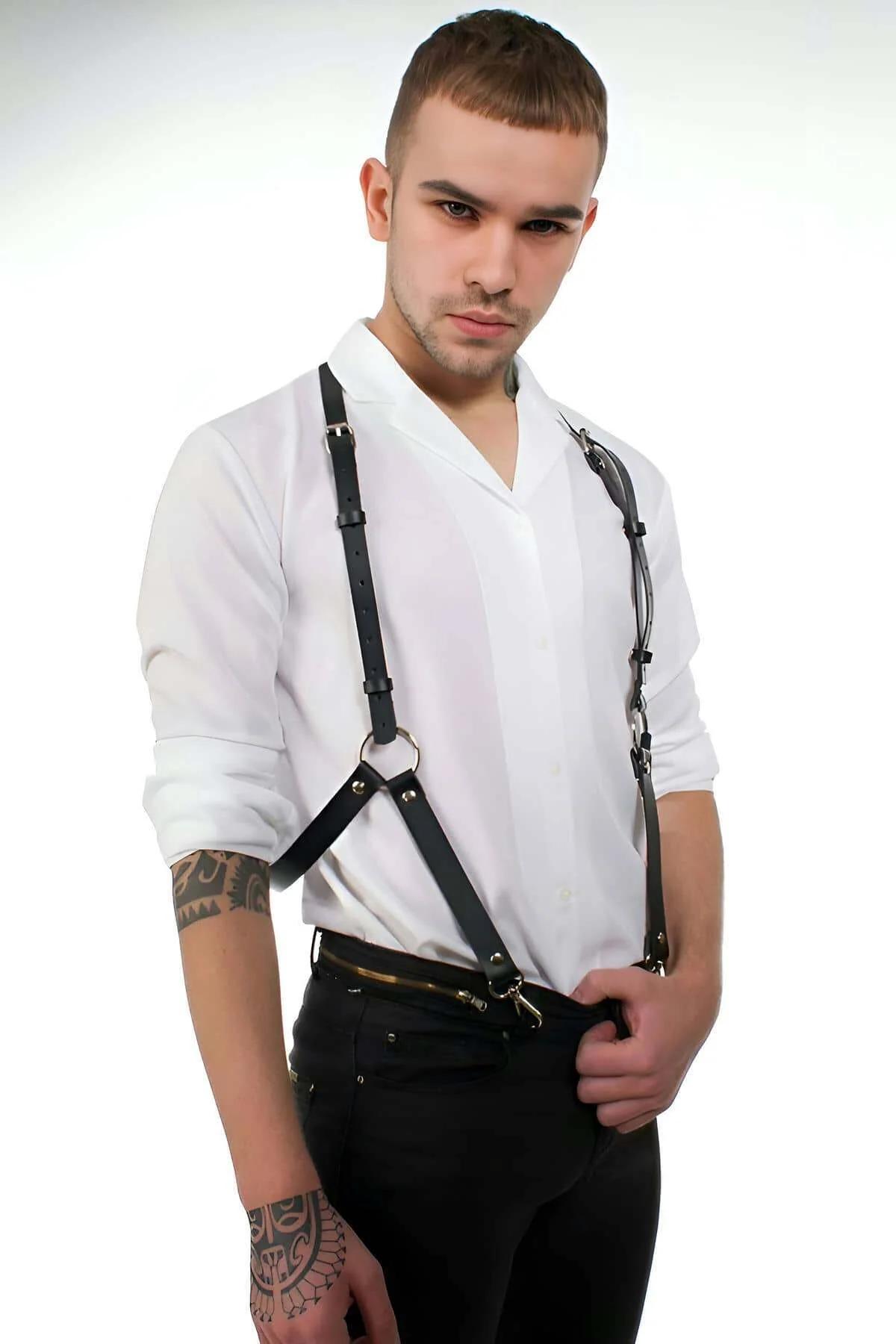 Mens Leather Harness - Adjustable Body Straps for Style