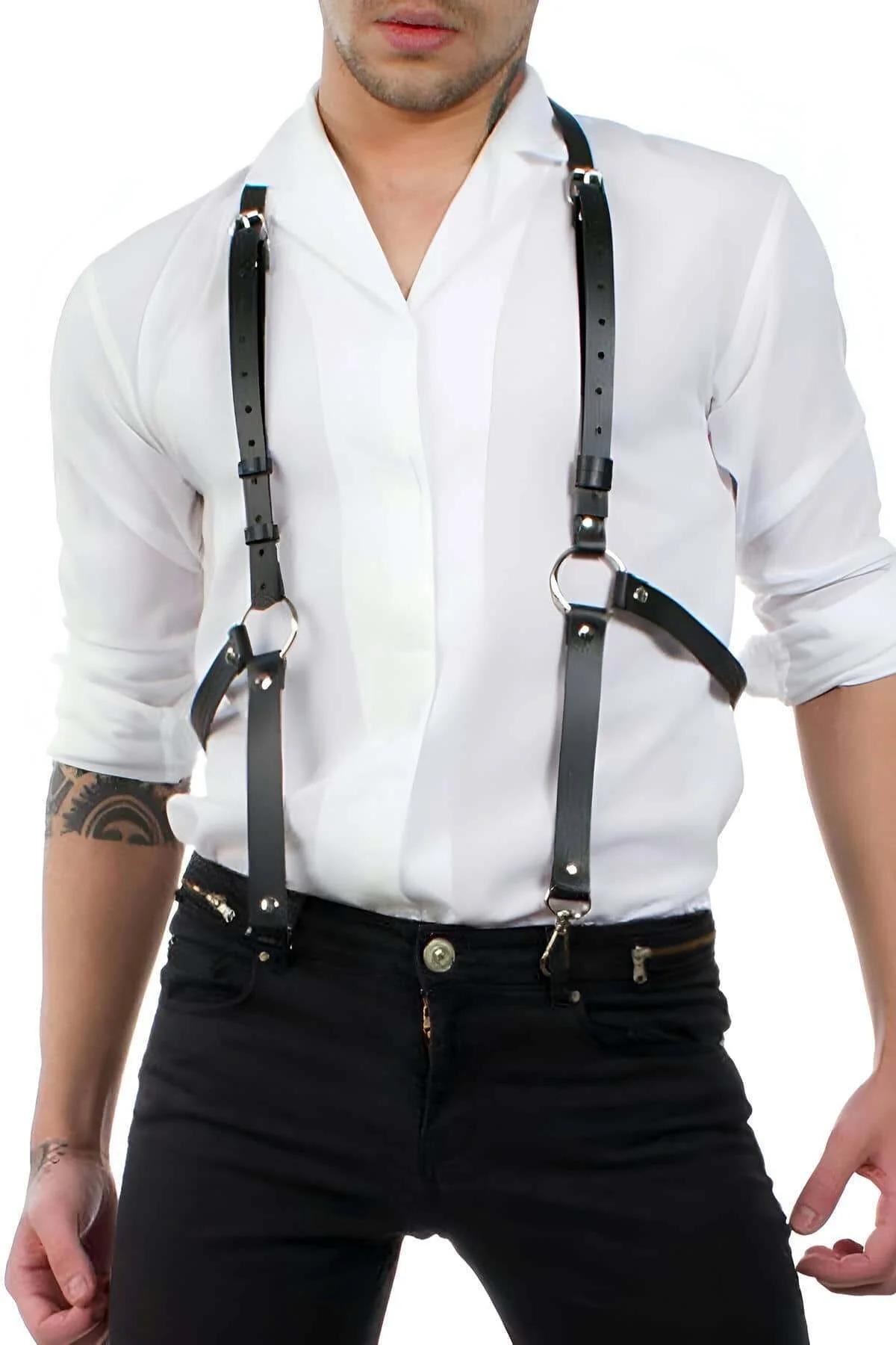 Mens Leather Harness - Adjustable Body Straps for Style