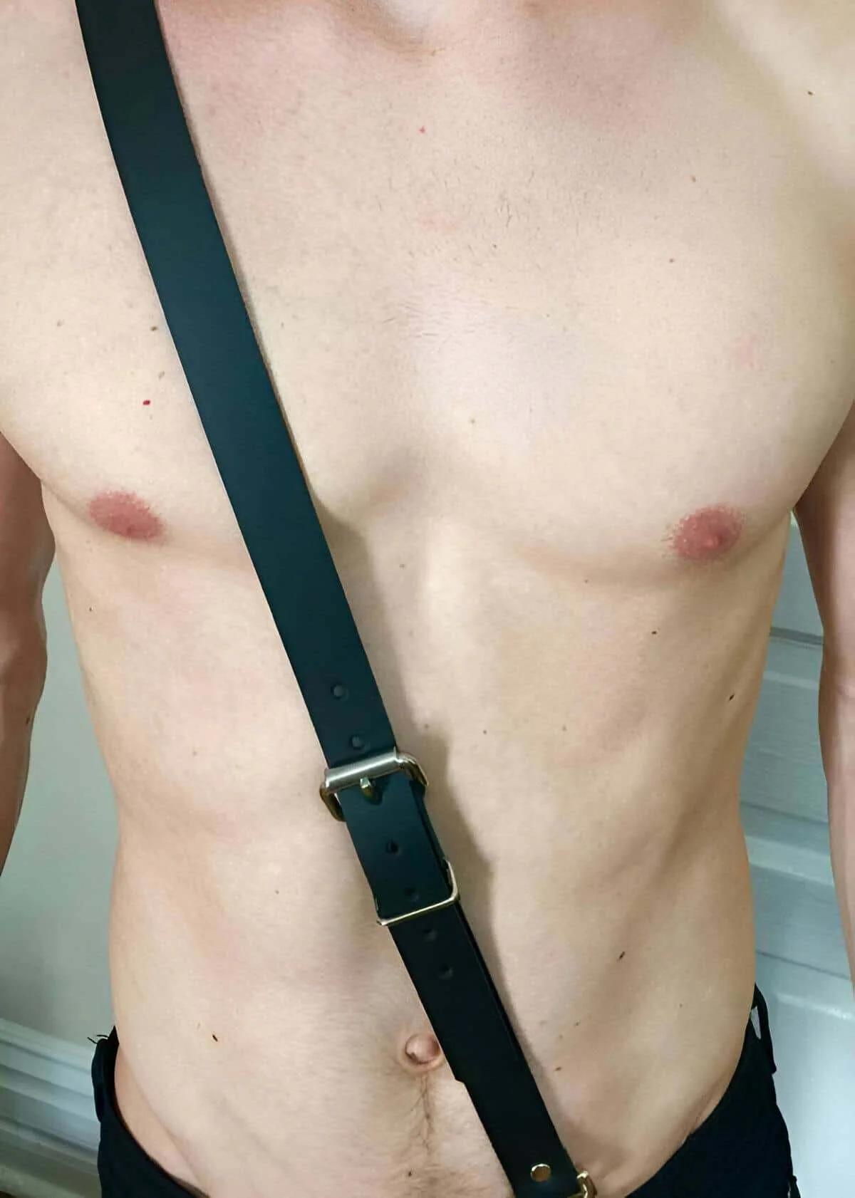 Men's Faux Leather Harness - Adjustable Body Strap