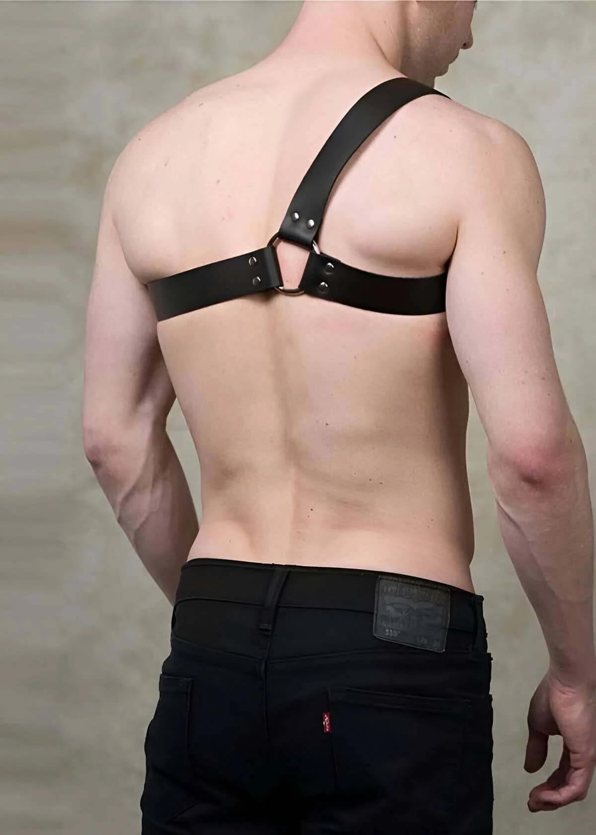 Men's Leather Harness - Adjustable Chest Body Strap Accessory
