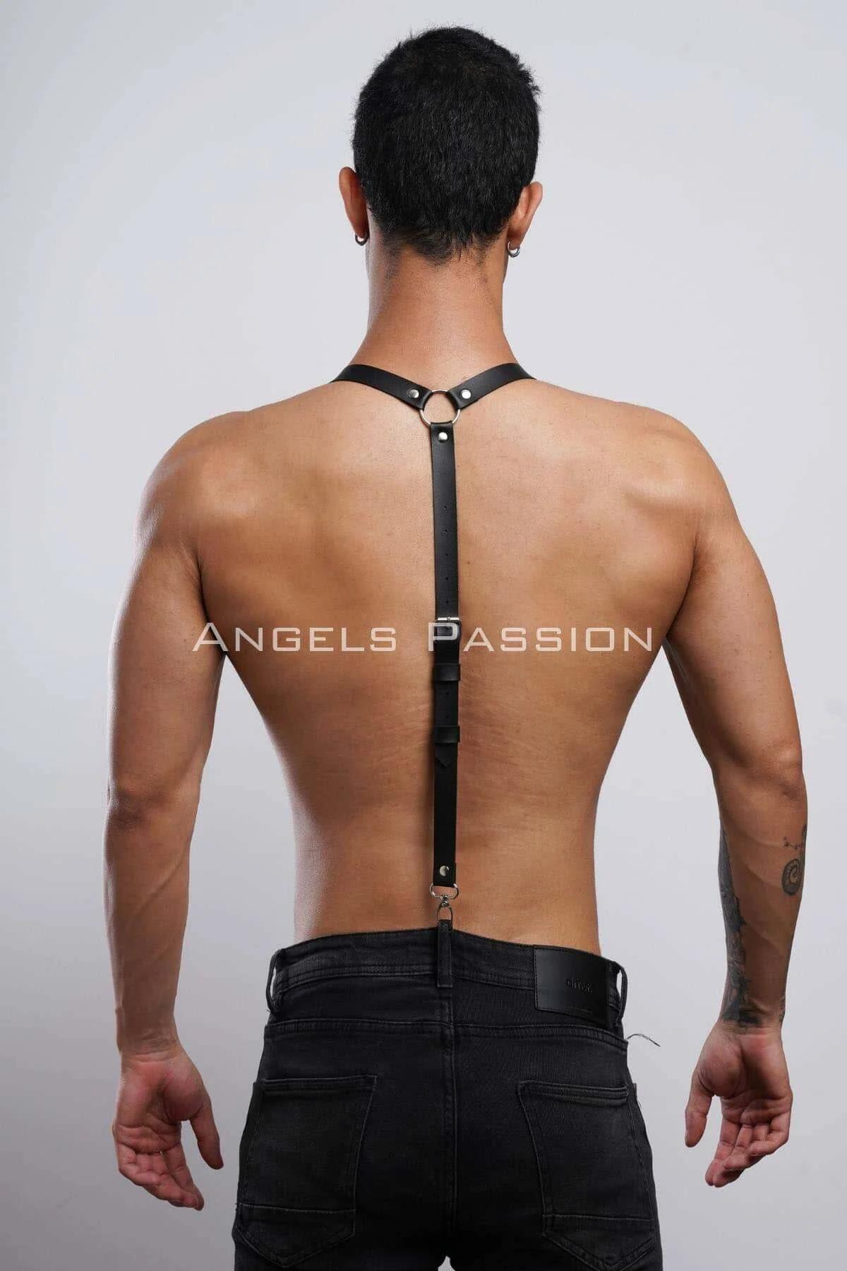 Men's Leather Harness Suspenders, Adjustable Body Strap