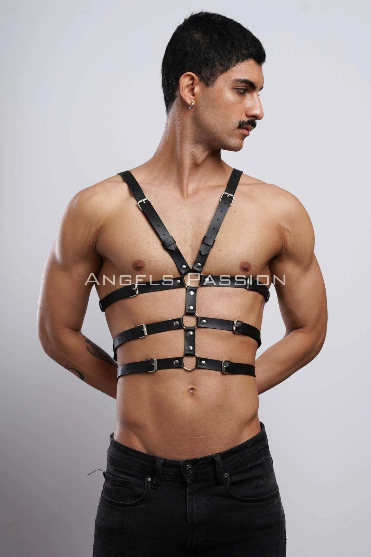 Mens Leather Harness – Adjustable Chest Body Strap for Men