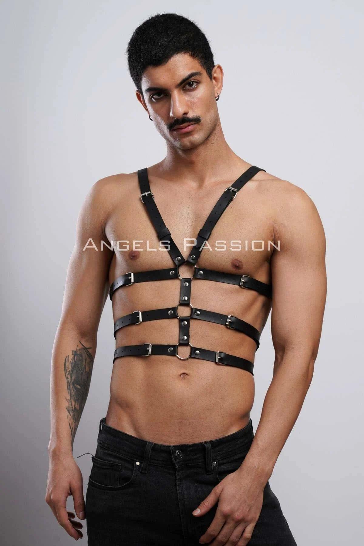 Mens Leather Harness – Adjustable Chest Body Strap for Men