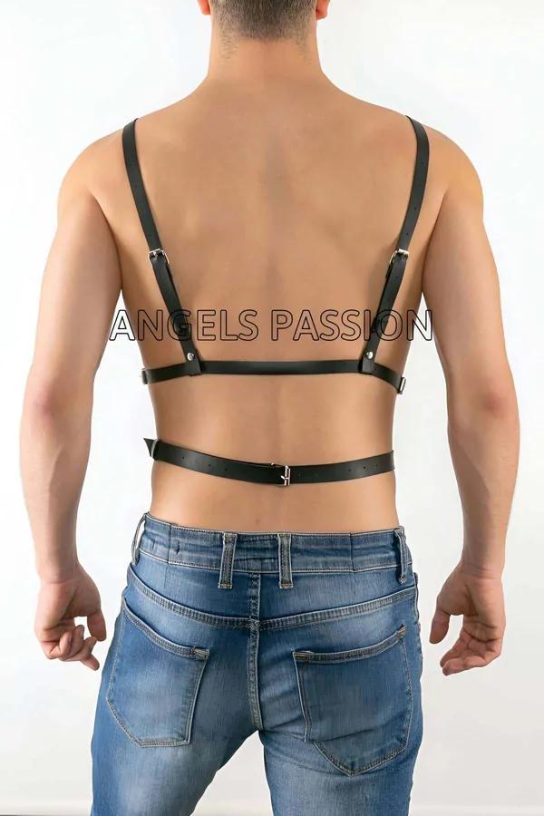 Mens Leather Body Harness - Adjustable Faux Leather Design