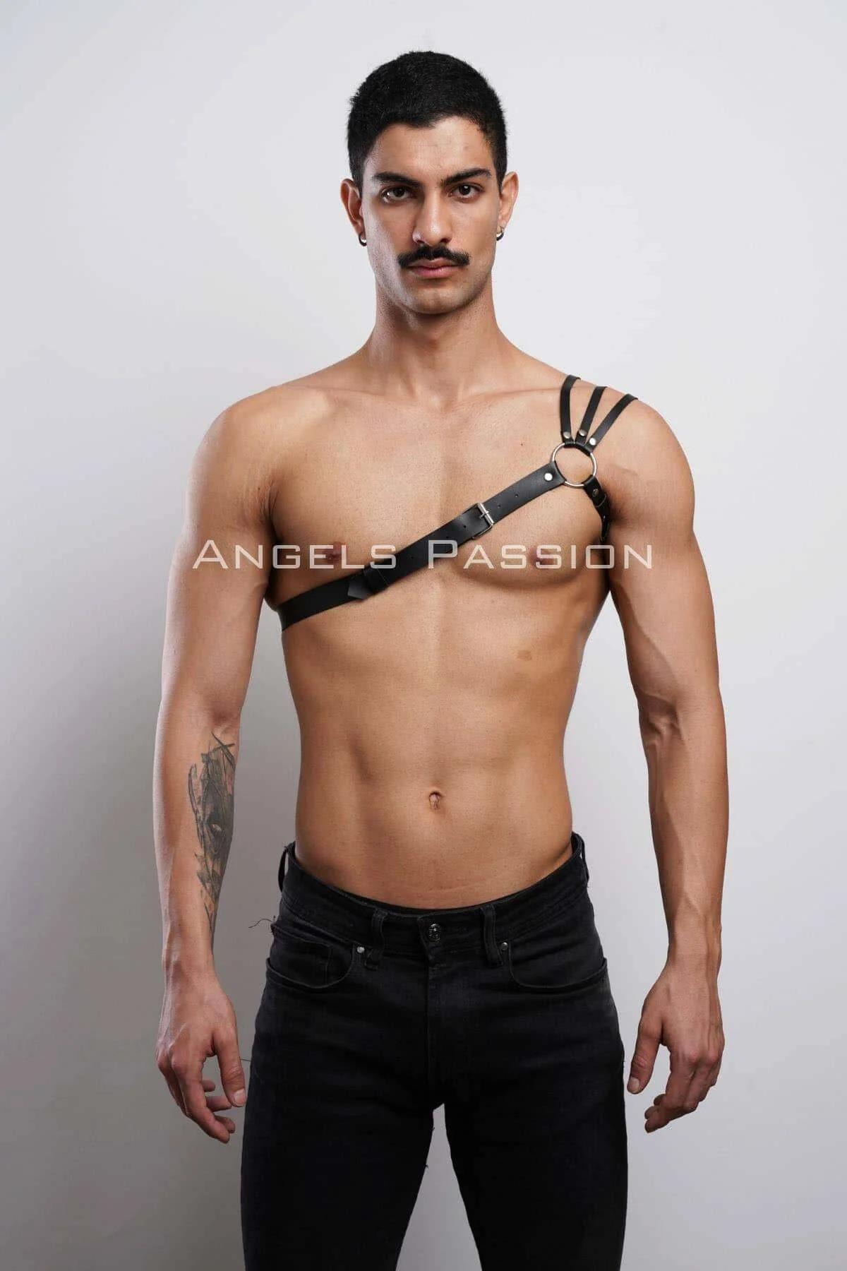 Men's Leather Body Harness with Adjustable Shoulder Straps