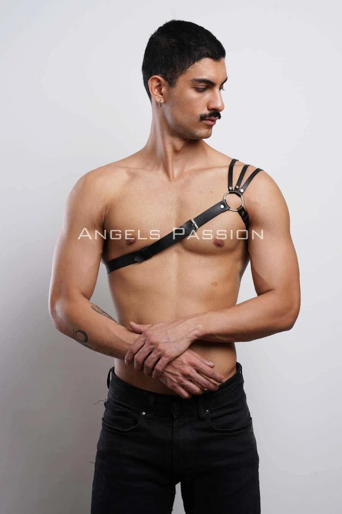 Men's Leather Body Harness with Adjustable Shoulder Straps