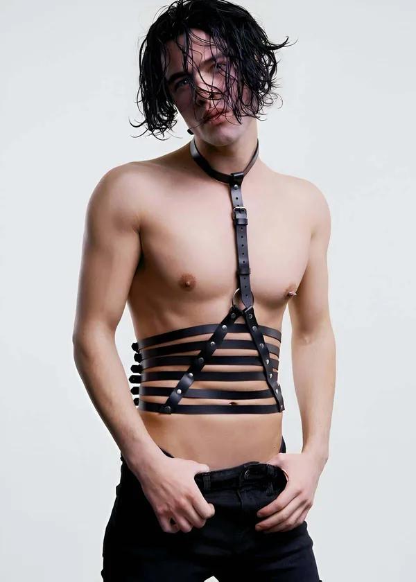 Mens Leather Chest Harness | Adjustable Body Strap Design