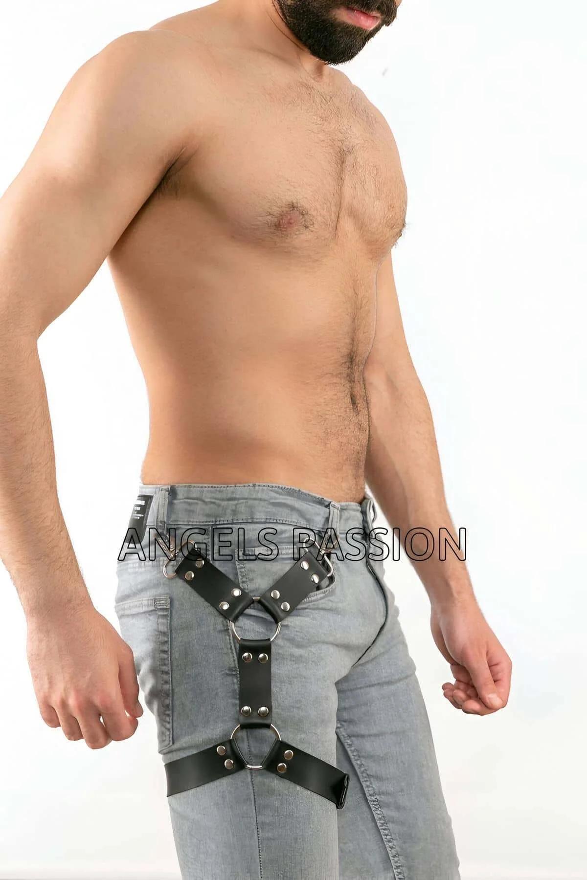 Men's Leather Leg Harness Adjustable Fashion Accessory