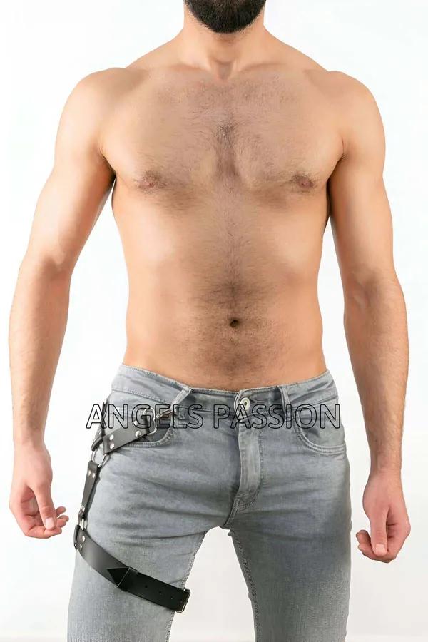 Black Faux Leather Leg Harness with O-Rings