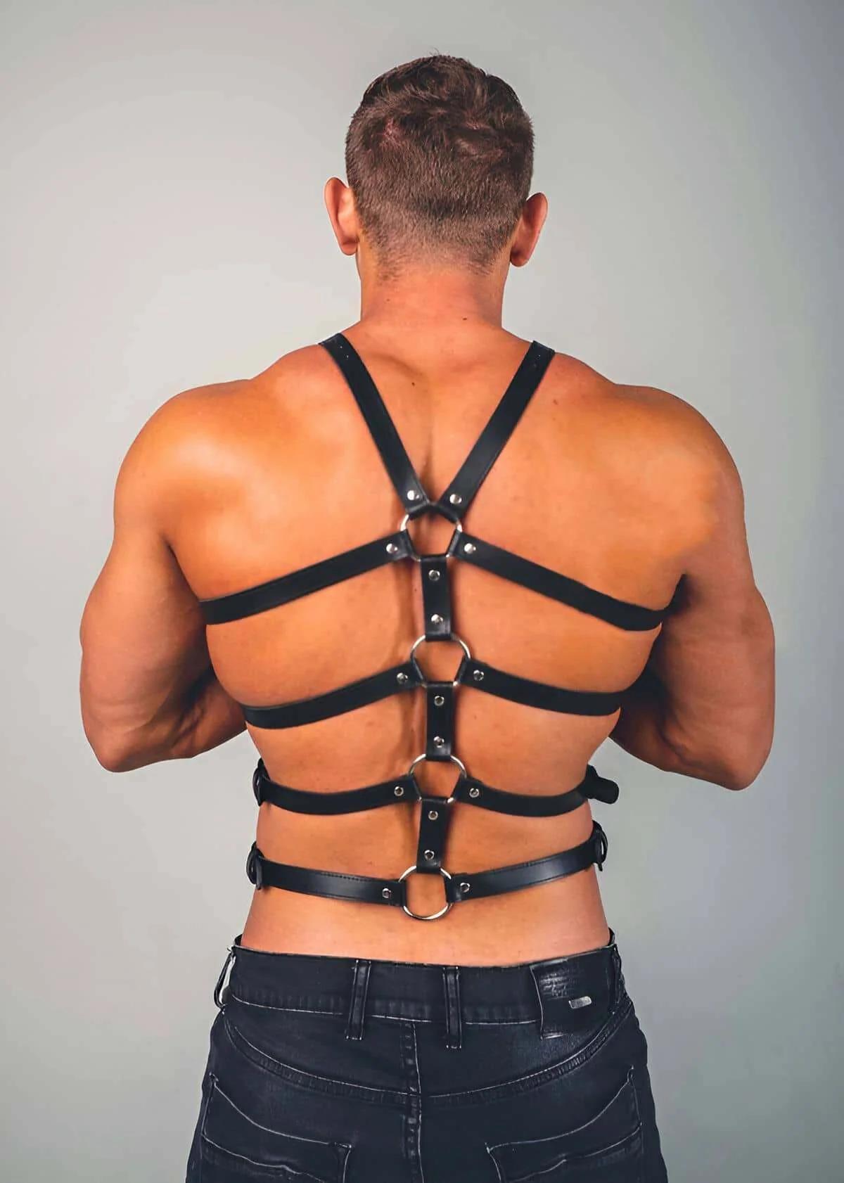 Mens Harness Faux Leather Adjustable Body Chest Straps