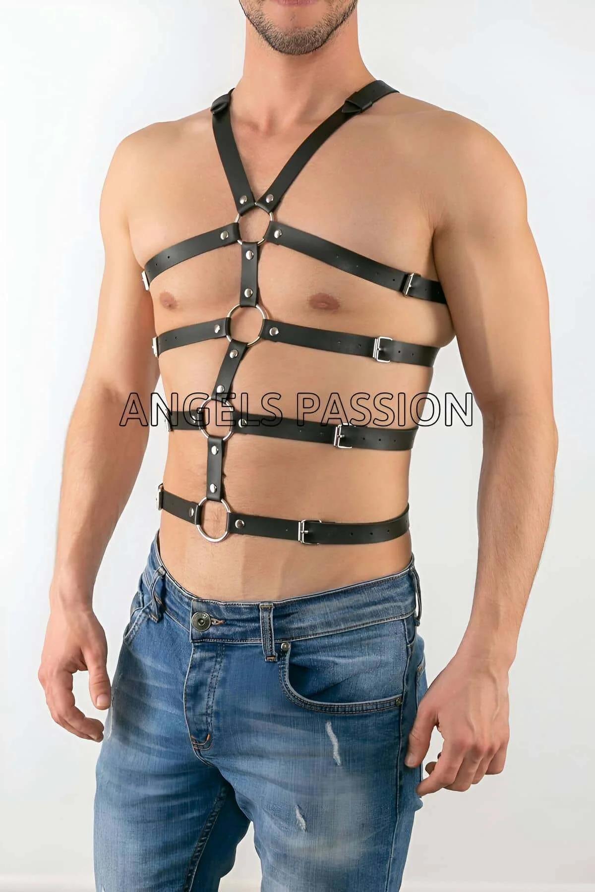 Mens Harness Faux Leather Adjustable Body Chest Straps