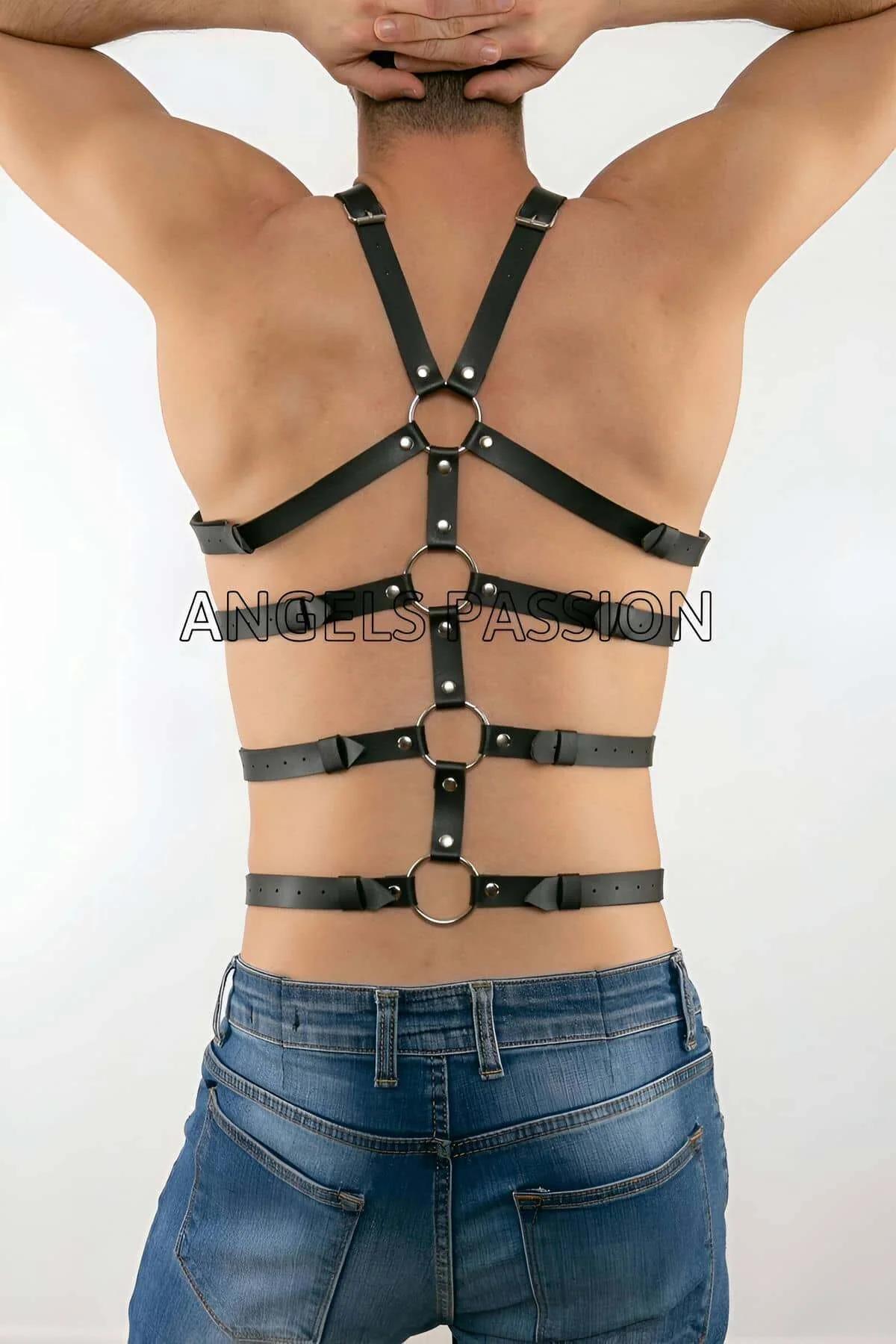 Mens Harness Faux Leather Adjustable Body Chest Straps