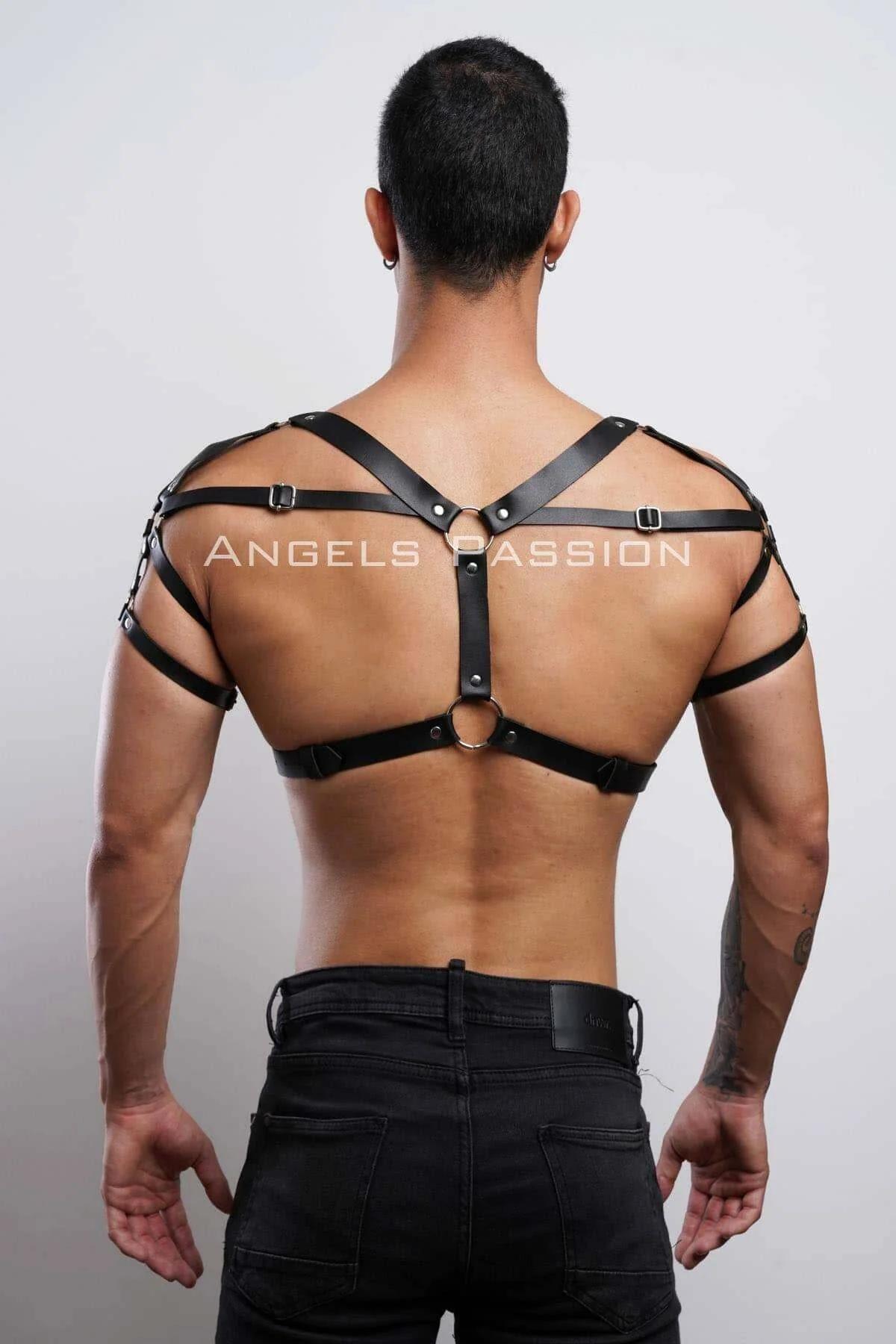 Mens Leather Harness Adjustable Chest Body Straps