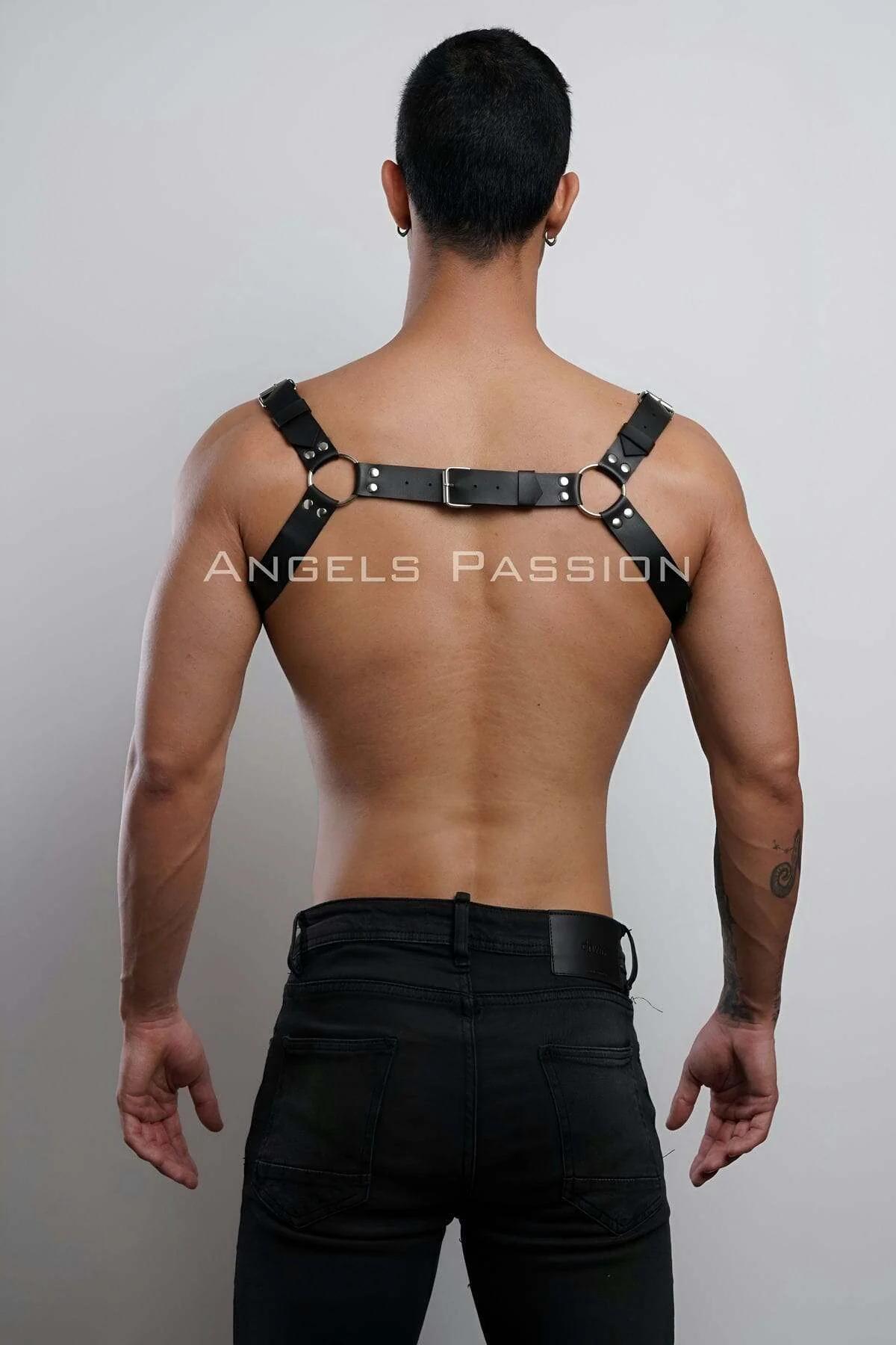Mens Leather Harness, Adjustable Chest Body Strap Fashion