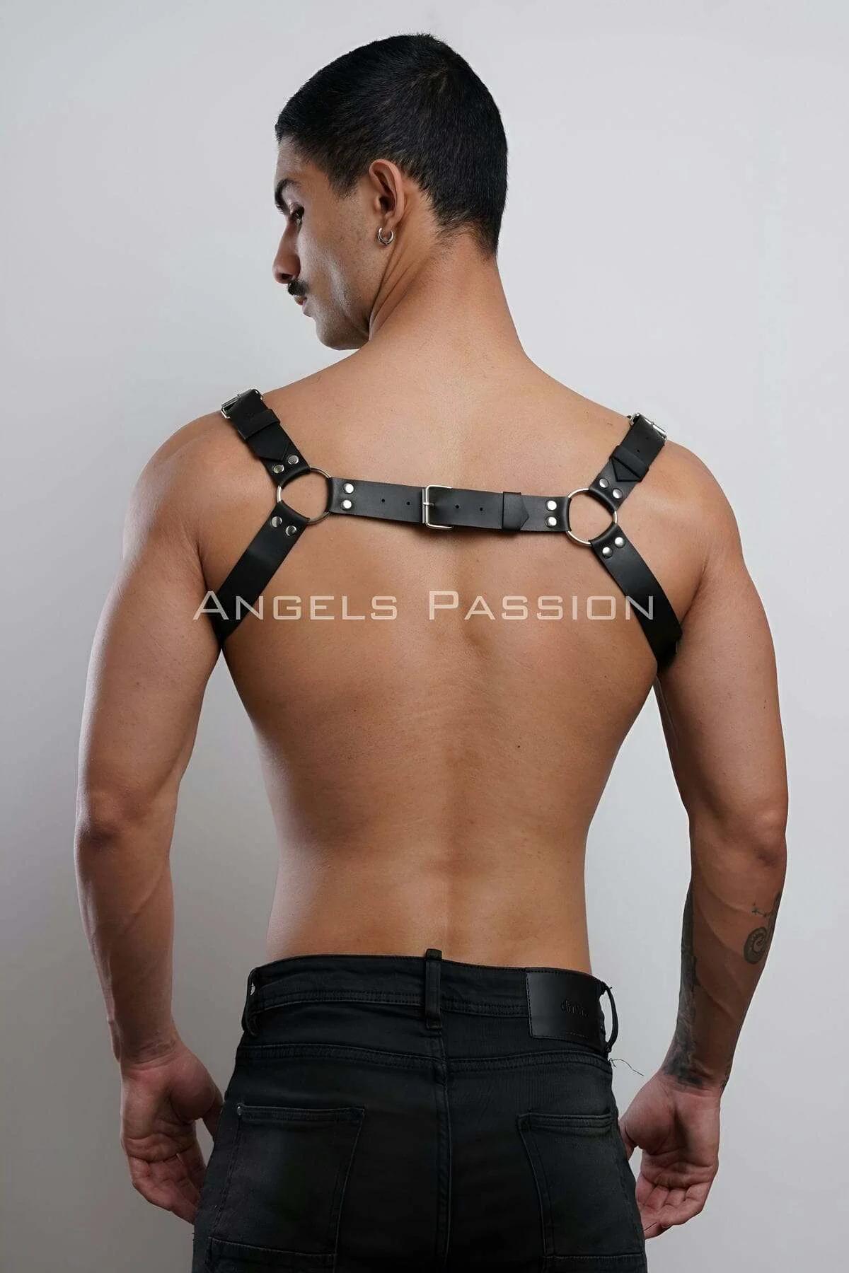 Mens Leather Harness, Adjustable Chest Body Strap Fashion