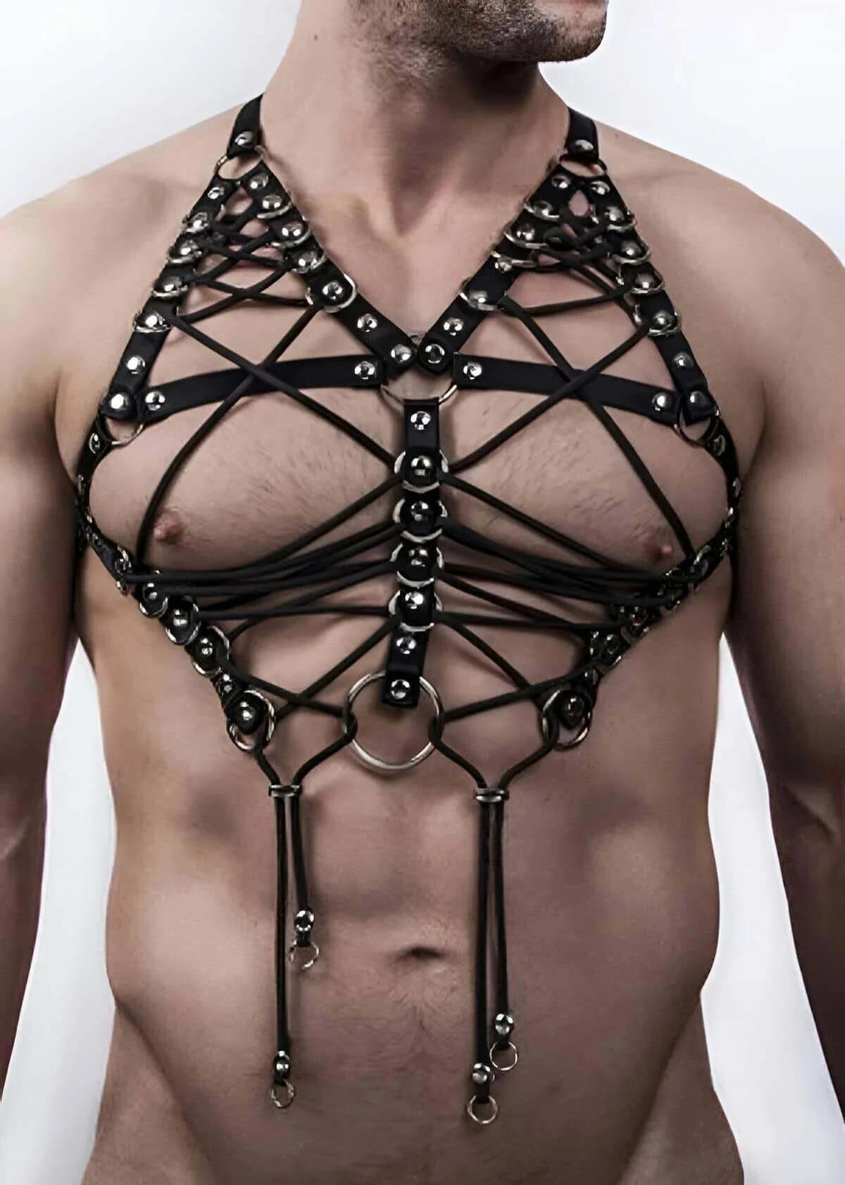 Men's Harness Adjustable Studded Full Body Accessory