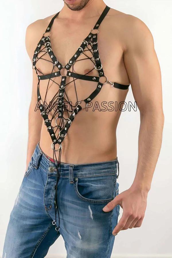 Mens Harness Adjustable Laced Chest Body Accessory