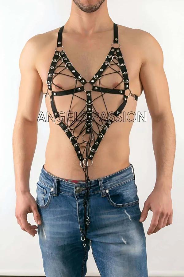 Mens Harness Adjustable Laced Chest Body Accessory