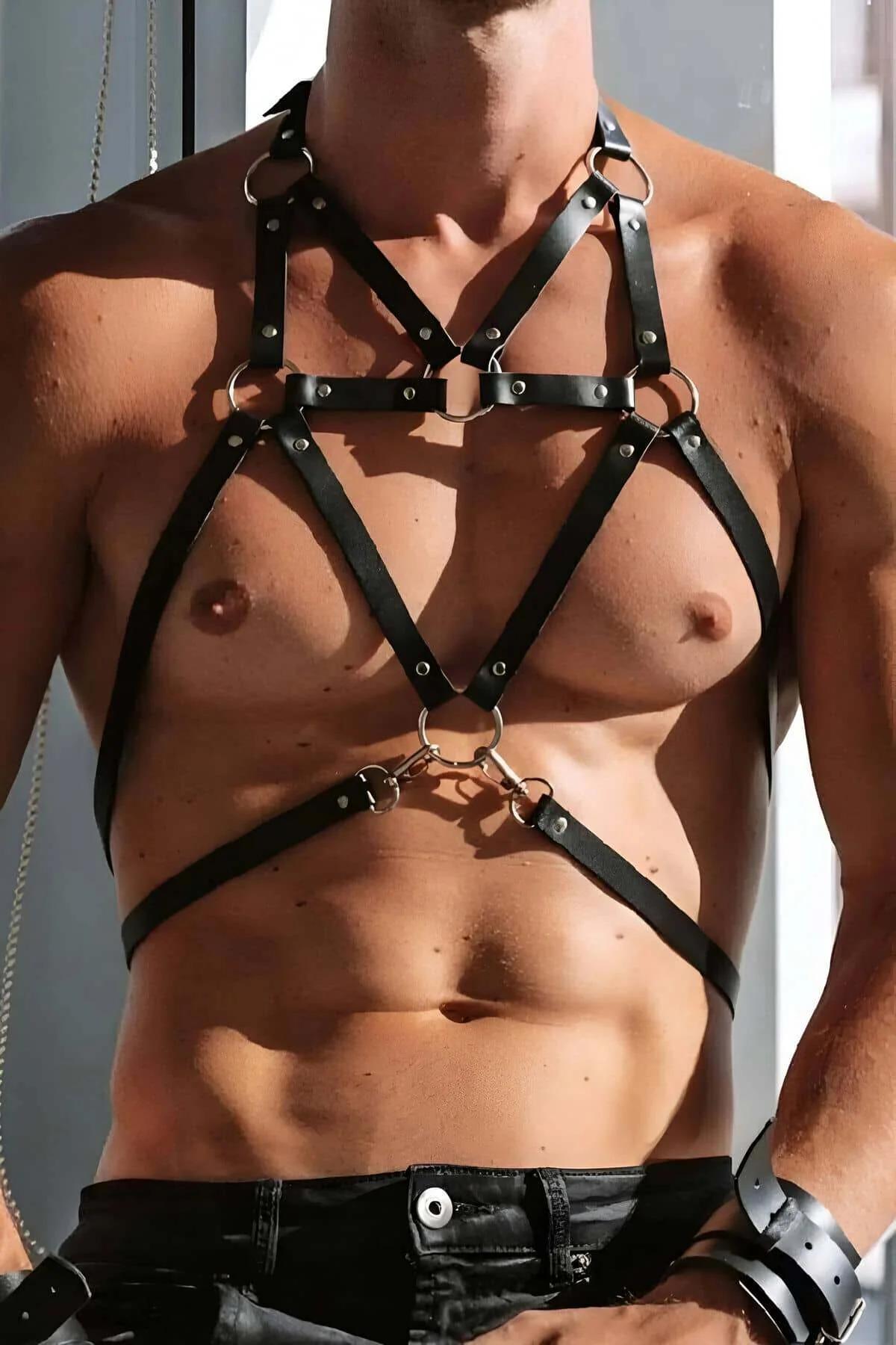 Men's Leather Harness: Bold Adjustable Faux Leather Chest Harness