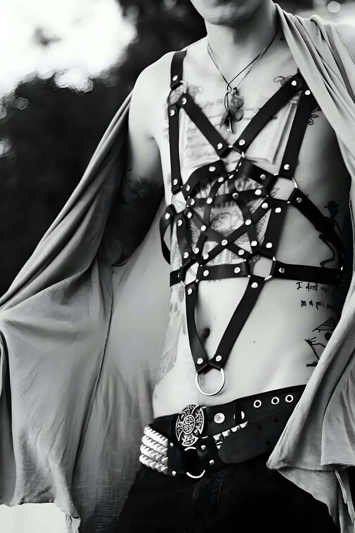 Men's Leather Harness Adjustable Body Chest Straps