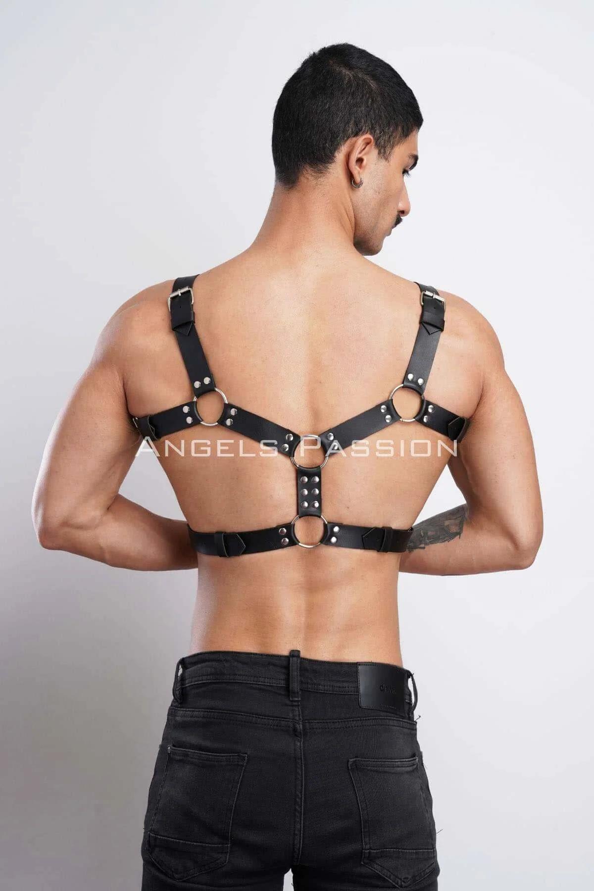 Men's Leather Chest Harness - Adjustable Body Accessory