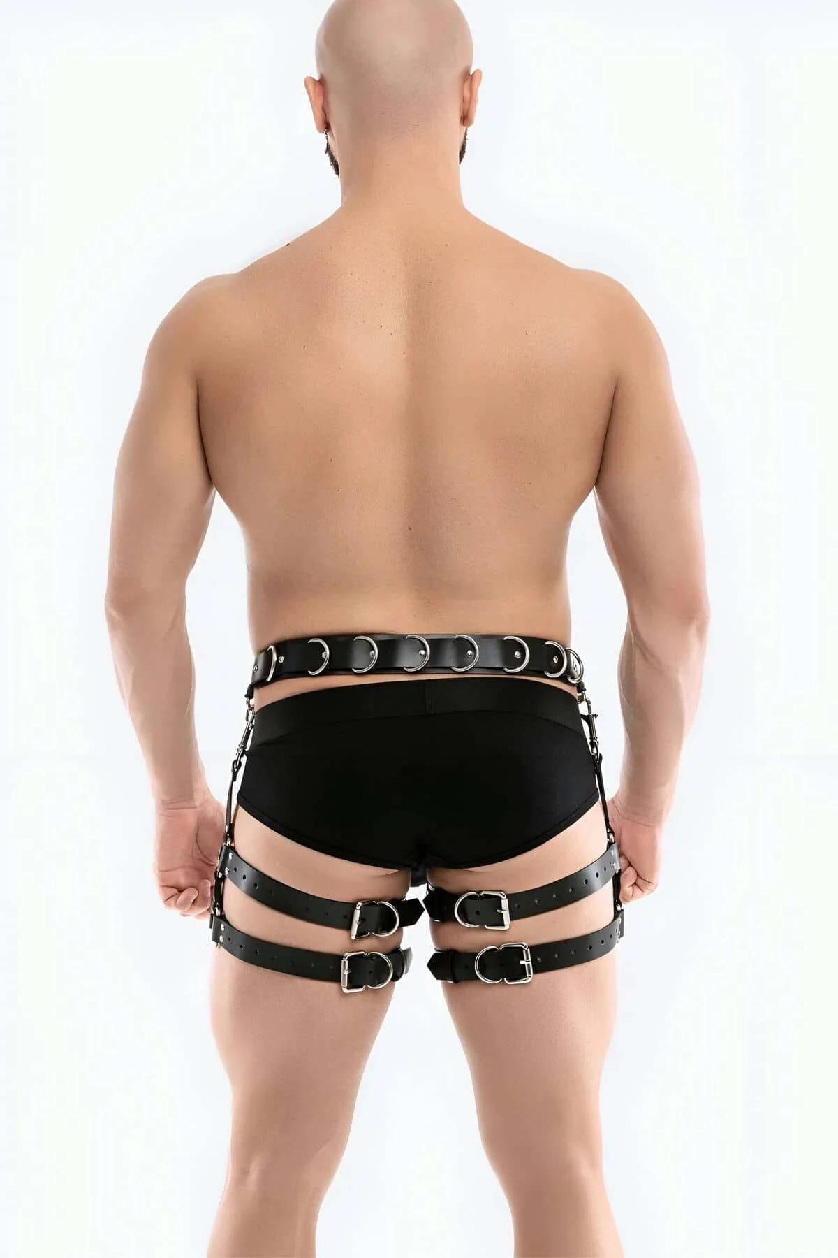 Mens Harness Adjustable Leather Waist & Thigh Straps