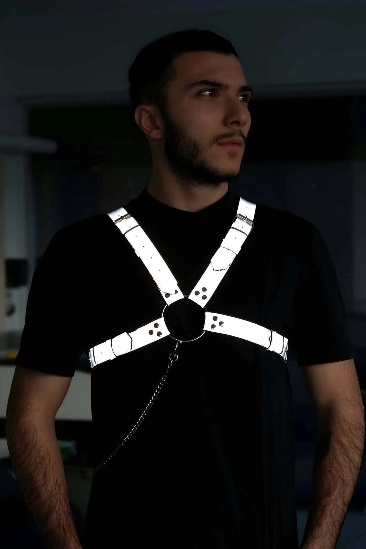 Men's Reflective Harness - Adjustable Chest Straps & Chain