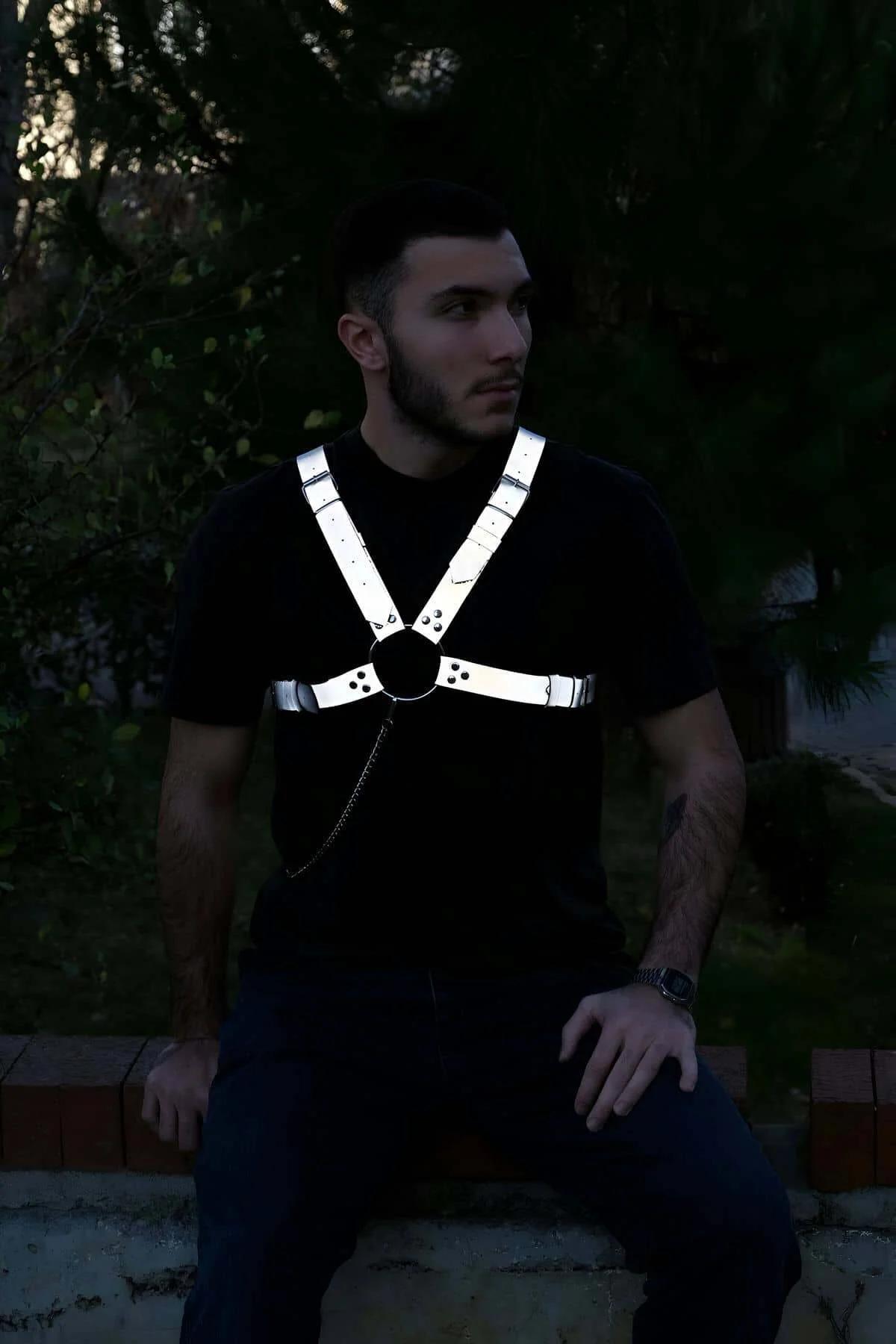 Men's Reflective Harness - Adjustable Chest Straps & Chain