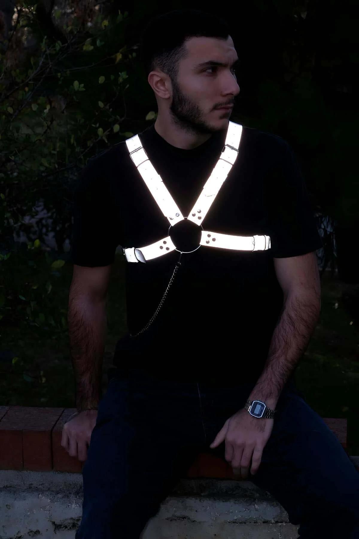 Men's Reflective Harness - Adjustable Chest Straps & Chain
