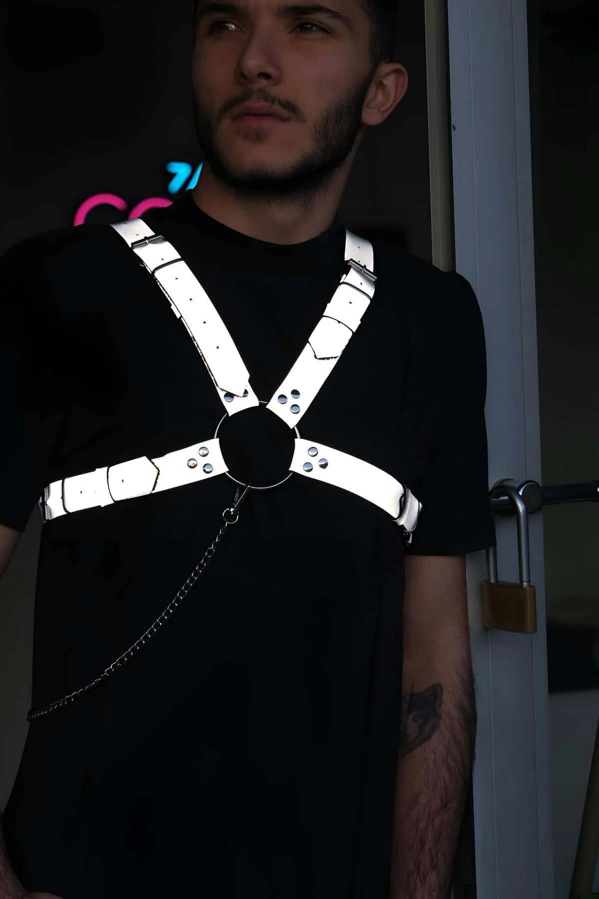 Men's Reflective Harness - Adjustable Chest Straps & Chain